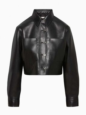 Aritzia’s Little Cropped Jacket - Faux Leather Button-Front XXS